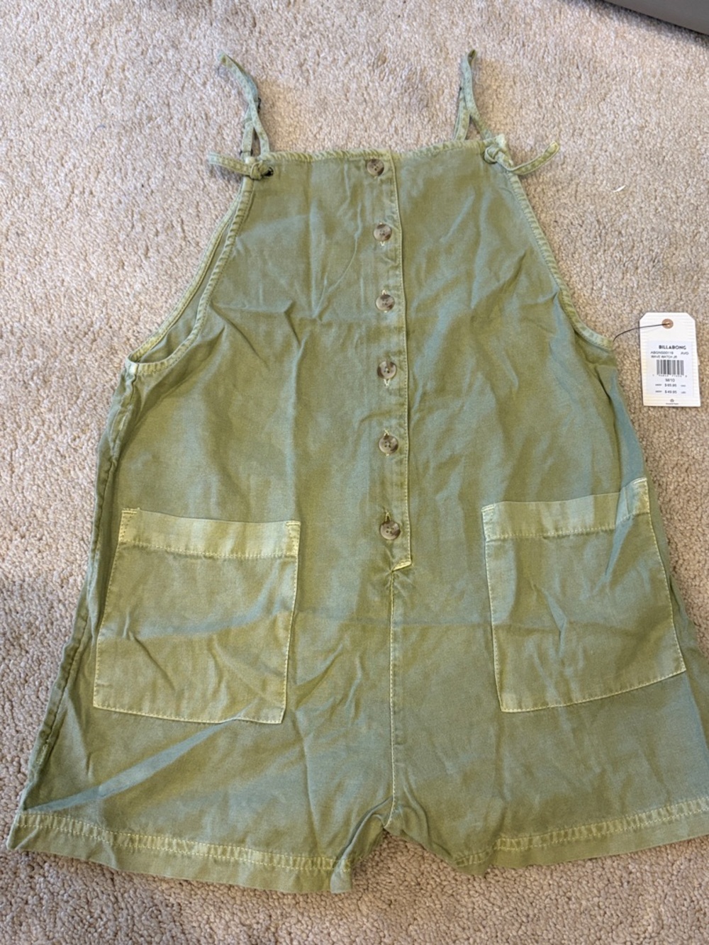 Billabong Olive Green Button-Front Kids Romper